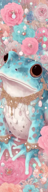 Free printable frog bookmark featuring frog wearing jewelry